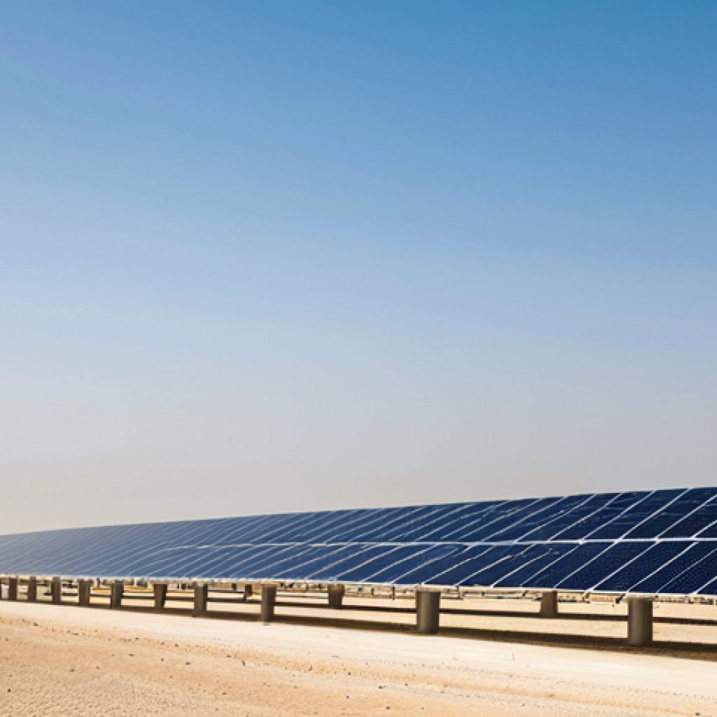 카타르의 에너지 산업과 노르웨이 비교 - Solar Energy in Qatar**

"A vast solar farm in the Qatari desert, stretching to the horizon. Modern ...