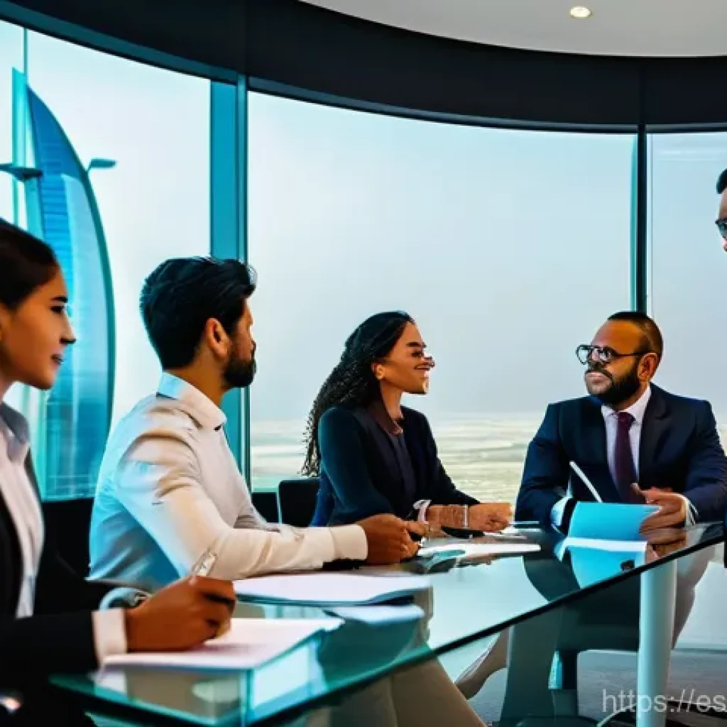 카타르 시민권 및 이주 정책 - **Prompt:** A diverse group of ambitious professionals, including men and women of various ethniciti...