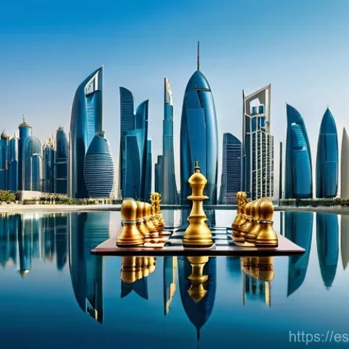 Home 28 카타르와 이스라엘의 관계 - **Qatar's Diplomatic Crossroads:** A dynamic, high-angle shot showcasing the modern, gleaming skylin...