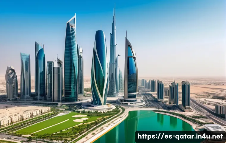 카타르와 쿠웨이트 경제 비교 - **Prompt:** A vibrant, futuristic cityscape where the iconic skylines of Qatar and Kuwait blend seam...